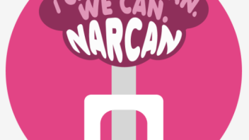 A cartoon Narcan bottle that says "I Can, We Can, You Can, Narcan"