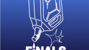 An upside down gas can with the caption "Fuel for Finals"