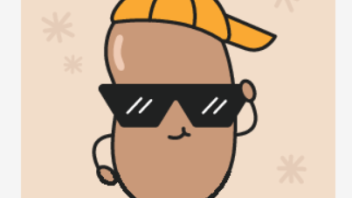 A potato wearing a hat and sunglasses with a "we have cool beans" caption