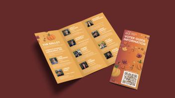A brochure created for Fall Elections 2024, showing a list of candidates.