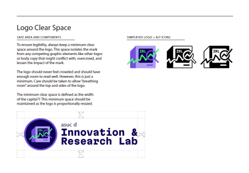 A page from the brand guide sharing alternative logo designs and best logo placement practices
